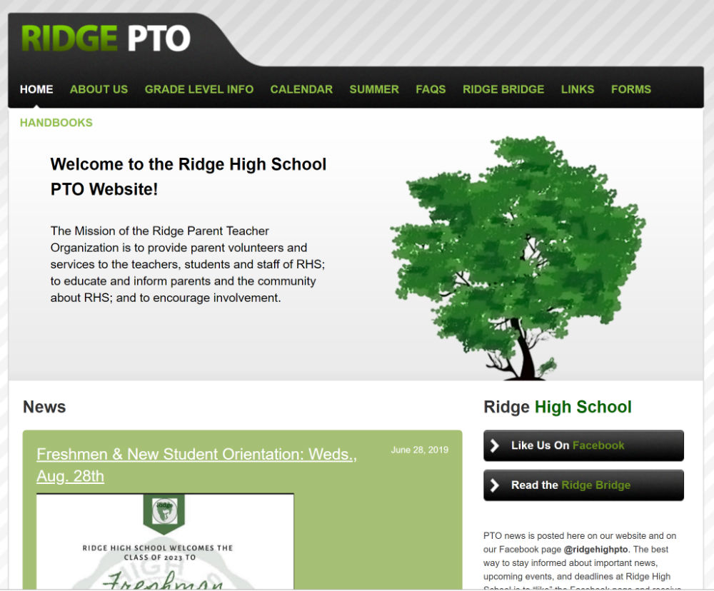 Ridge PTO website screenshot